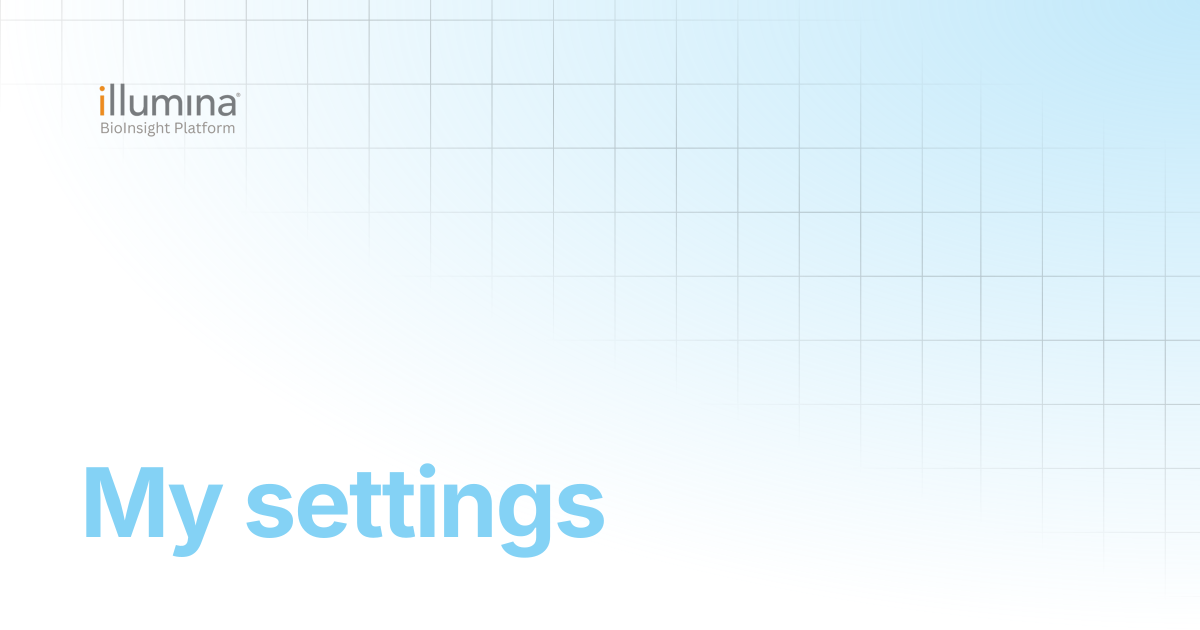 My settings | Illumina Connected Software